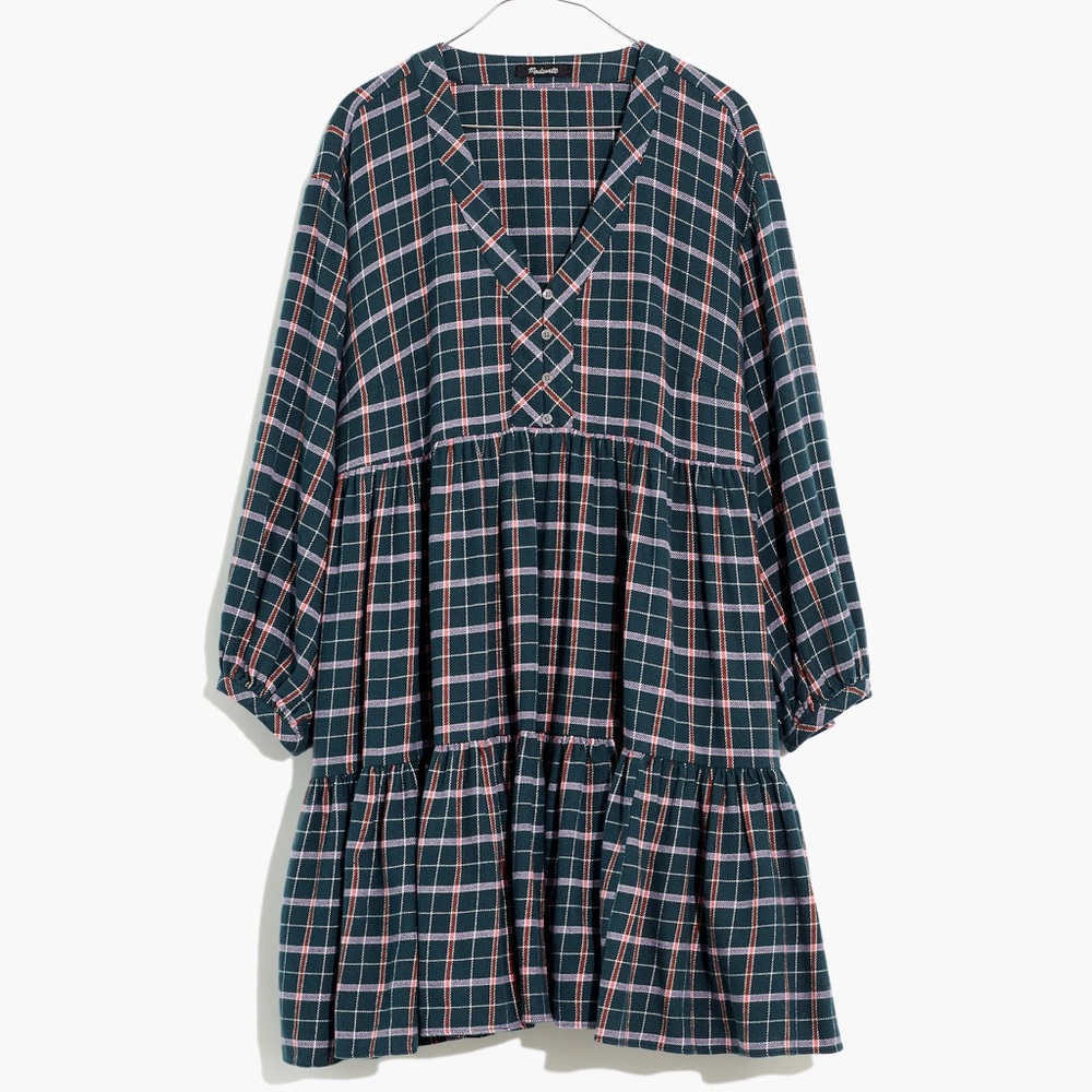 Madewell Flannel Colette Mini Dress in Plaid size 14